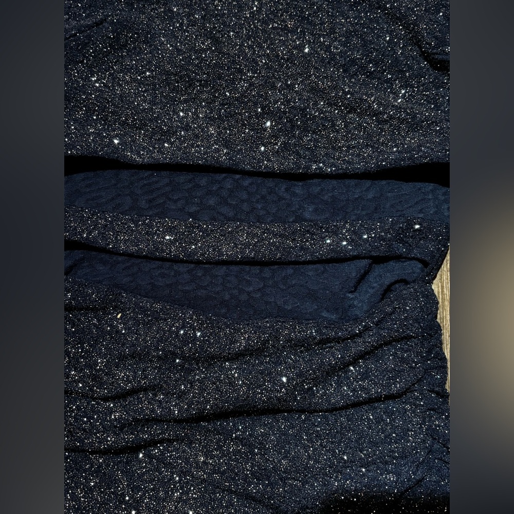 New Windsor Sparkling Navy Blue Ruched Mini Dress - Picture 6 of 7